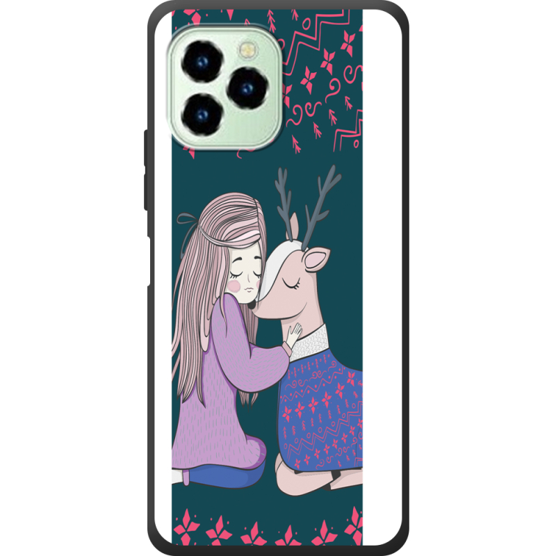 Чехол со стразами Oukitel C21 Pro Girl and deer