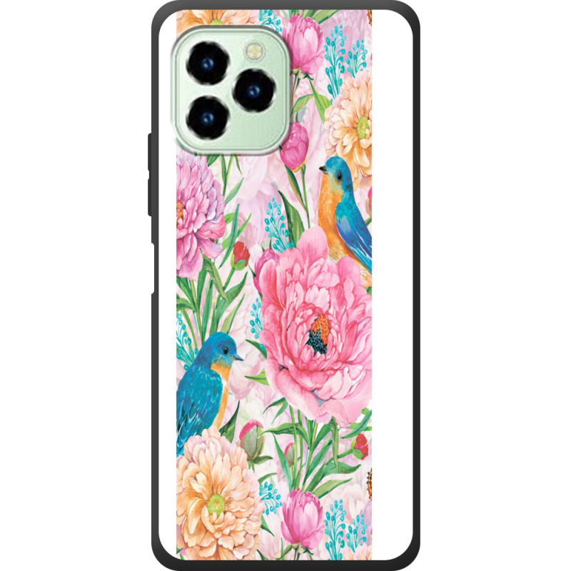 Чехол со стразами Oukitel C21 Pro Birds in Flowers