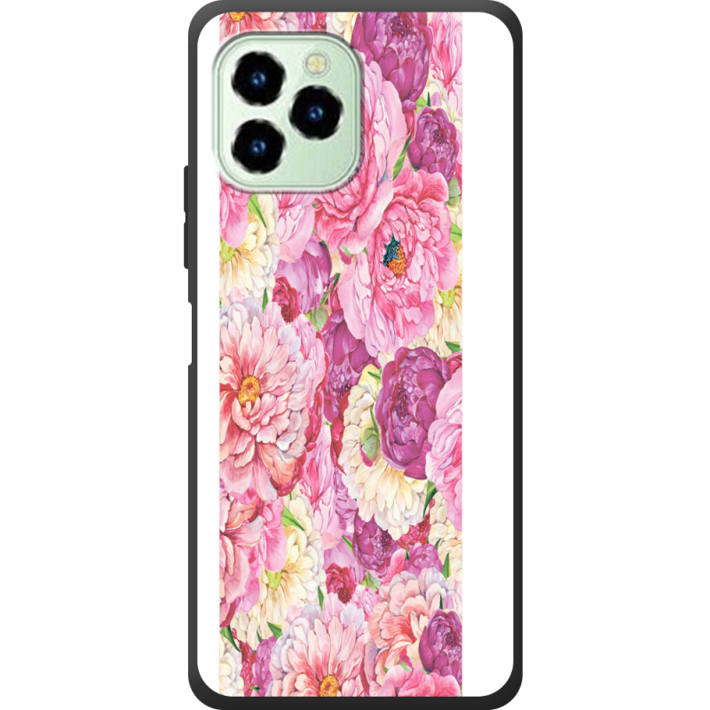 Чехол со стразами Oukitel C21 Pro Pink Peonies