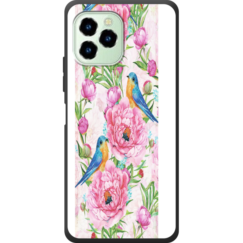 Чехол со стразами Oukitel C21 Pro Birds and Flowers