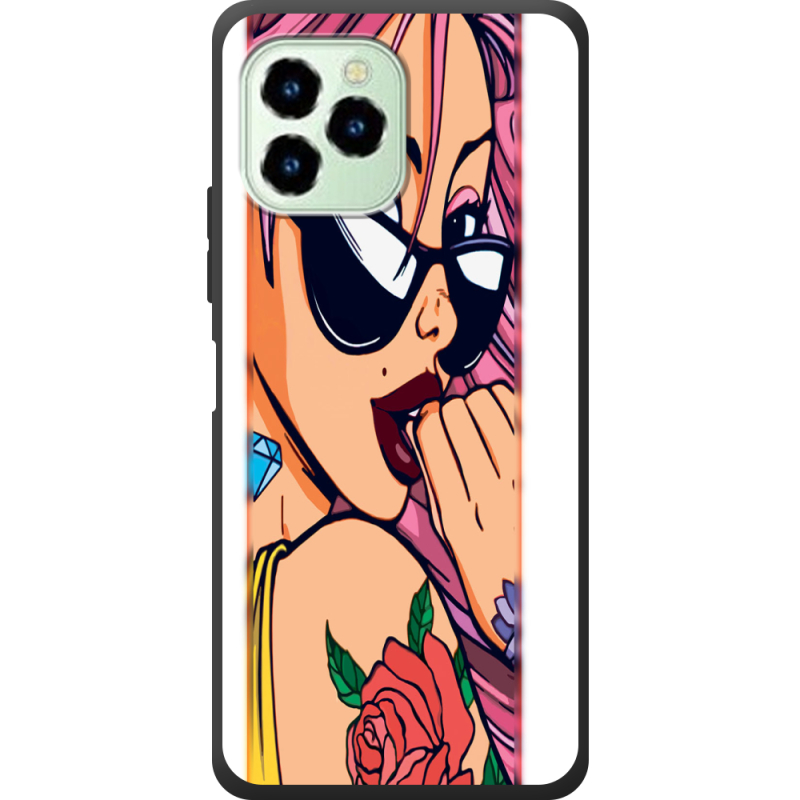 Чехол со стразами Oukitel C21 Pro Pink Girl