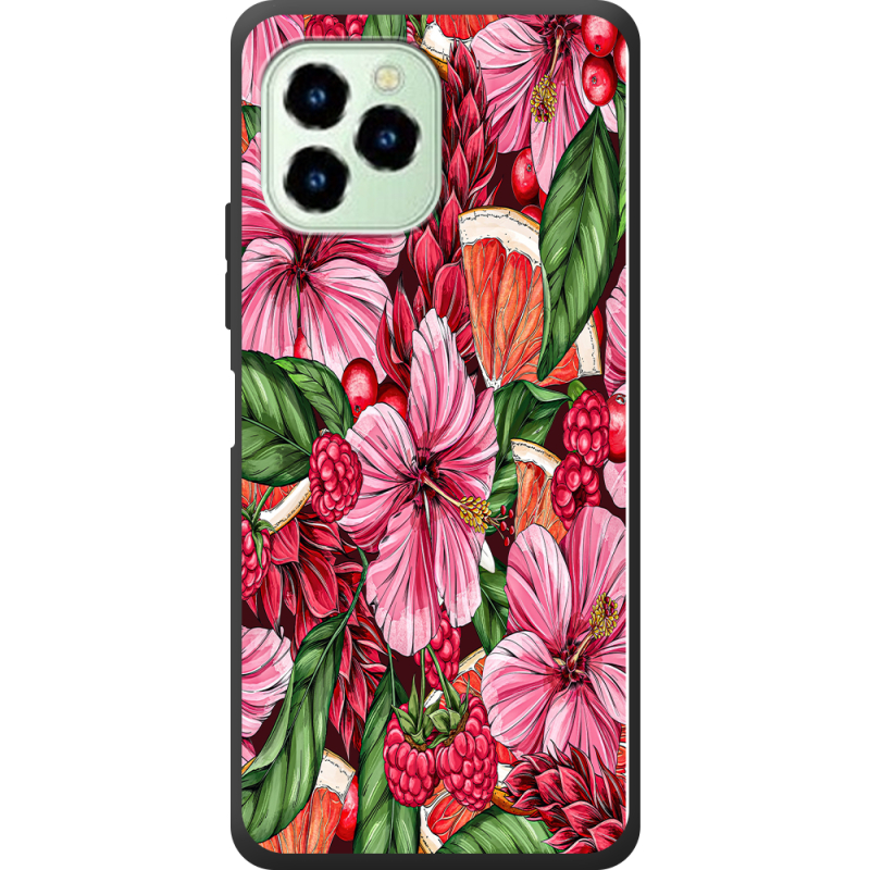 Чехол со стразами Oukitel C21 Pro Tropical Flowers