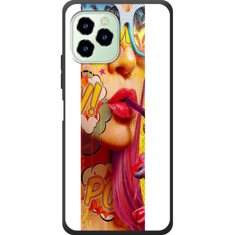 Чехол со стразами Oukitel C21 Pro Yellow Girl Pop Art