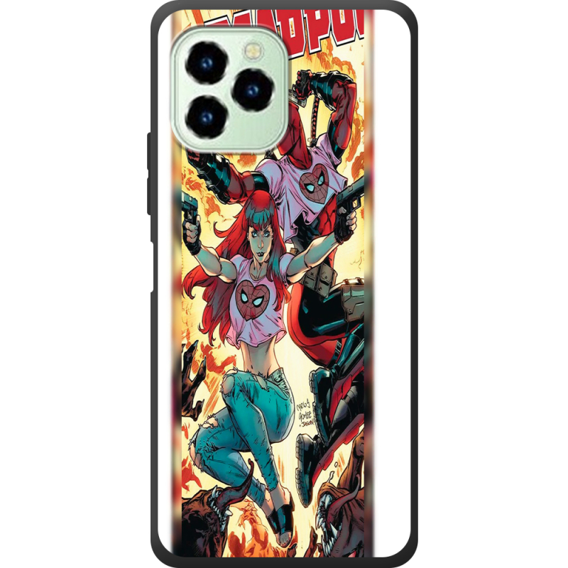 Чехол со стразами Oukitel C21 Pro Deadpool and Mary Jane