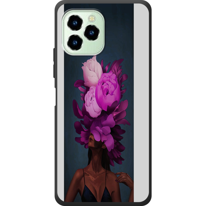 Чехол со стразами Oukitel C21 Pro Exquisite Purple Flowers