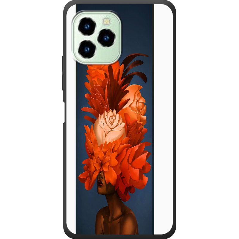 Чехол со стразами Oukitel C21 Pro Exquisite Orange Flowers