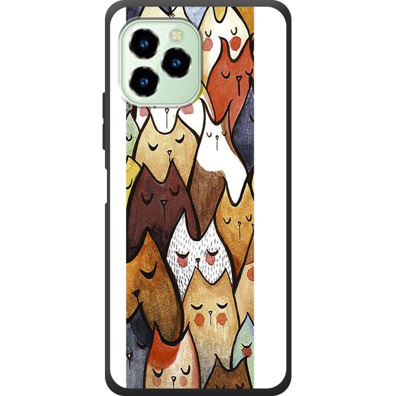Чехол со стразами Oukitel C21 Pro Sleepy Cats