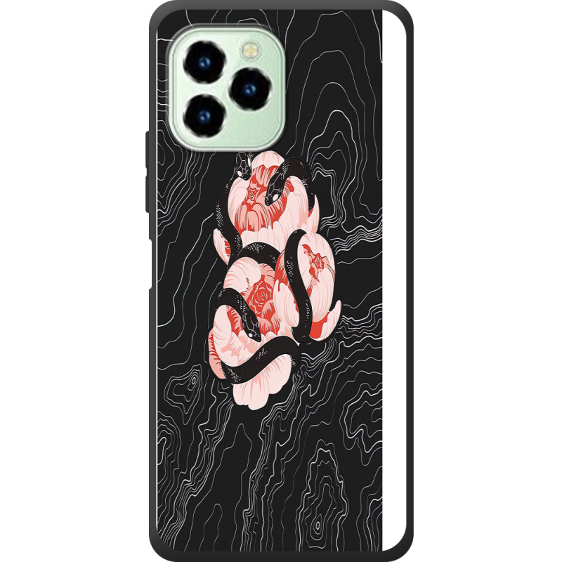 Чехол со стразами Oukitel C21 Pro Snake Rose