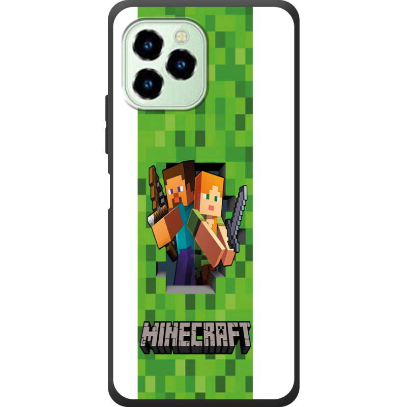 Чехол со стразами Oukitel C21 Pro Майнкрафт Стів і Алекс