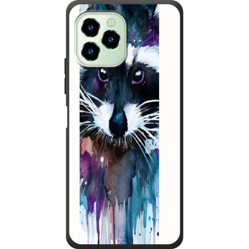 Чехол со стразами Oukitel C21 Pro Акварельный енот