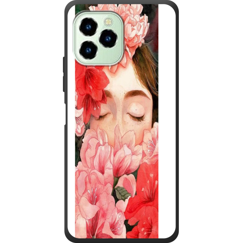 Чехол со стразами Oukitel C21 Pro Girl in Flowers