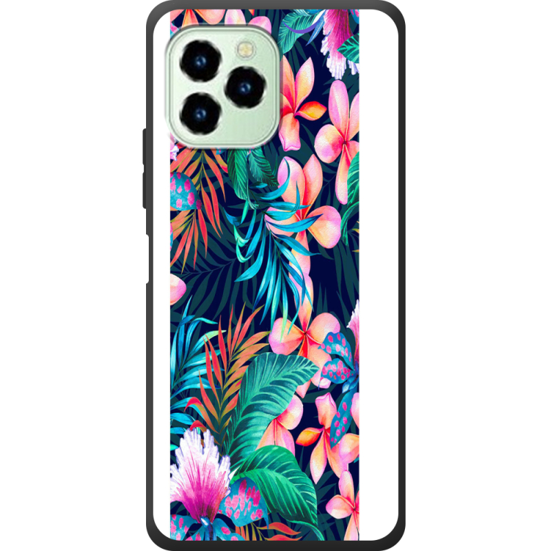 Чехол со стразами Oukitel C21 Pro flowers in the tropics