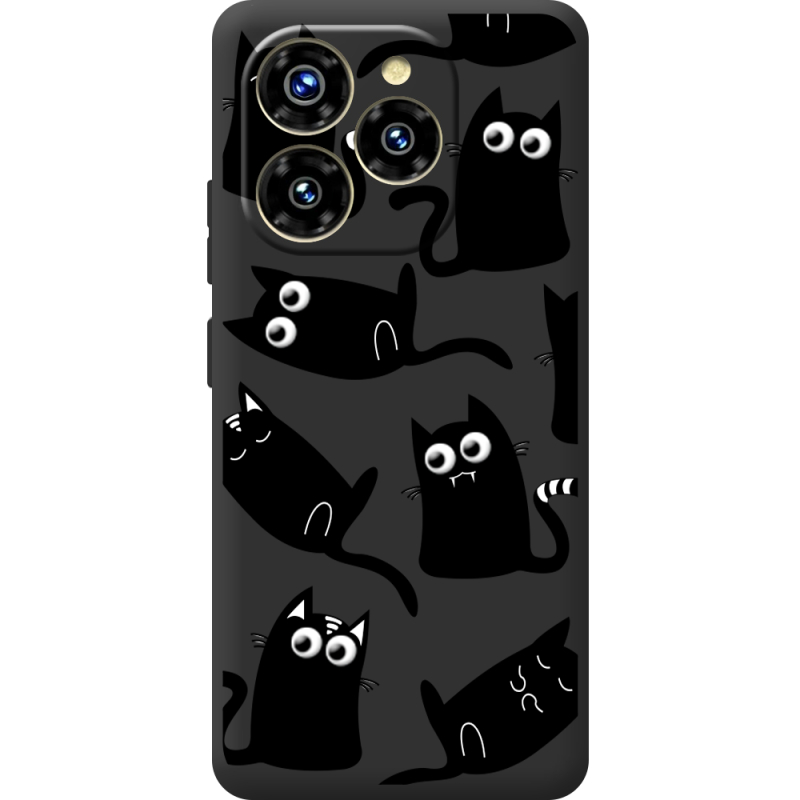 Прозорий чохол BoxFace Oukitel C50 с 3D-глазками Black Kitty