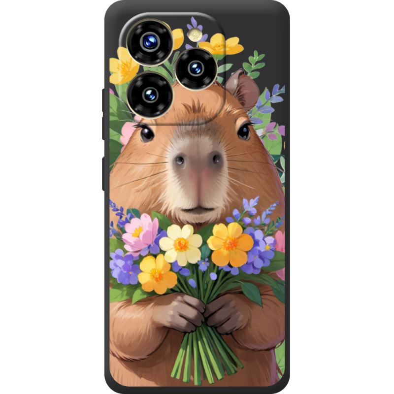 Прозорий чохол BoxFace Oukitel C50 Капибара з квітами