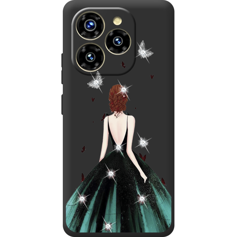 Чохол зі стразами Oukitel C50 Girl in the green dress