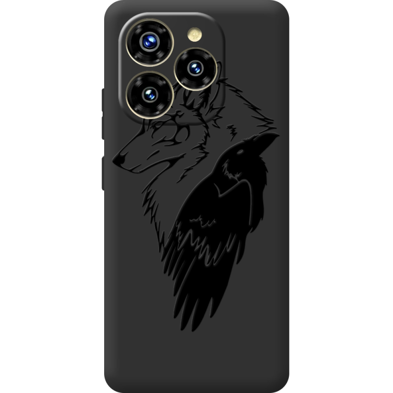 Чорний чохол BoxFace Oukitel C50 Wolf and Raven