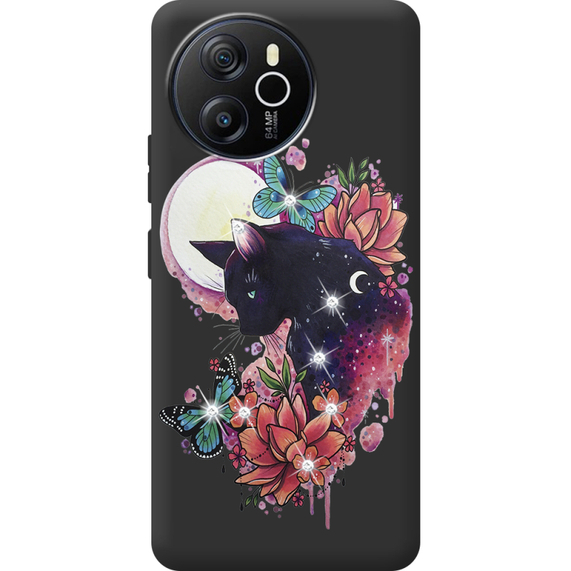 Чохол зі стразами Blackview Oscal Tiger 12 Cat in Flowers