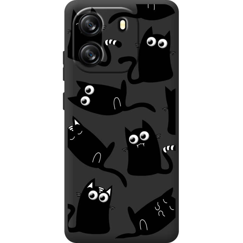 Прозорий чохол BoxFace Blackview Oscal Flat 1C с 3D-глазками Black Kitty