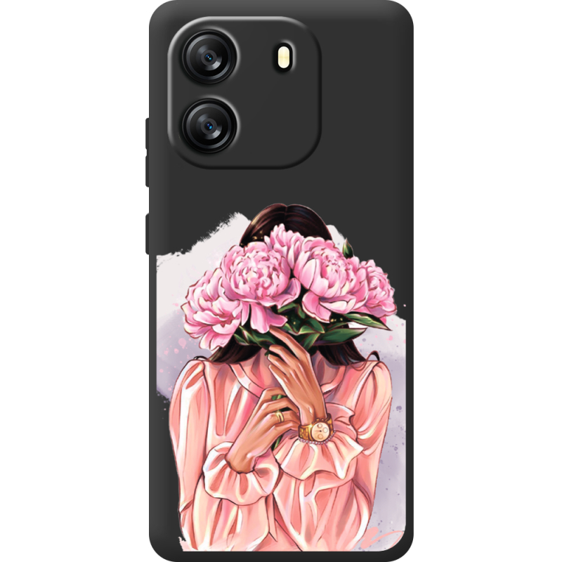 Прозорий чохол BoxFace Blackview Oscal Flat 1C Девушка с Пионами