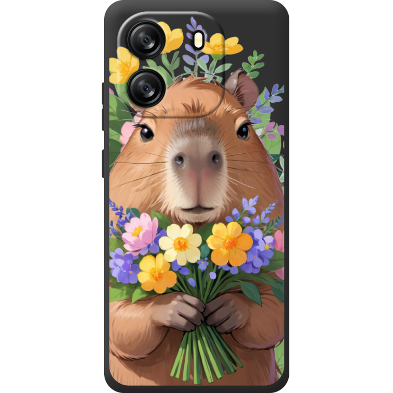 Прозорий чохол BoxFace Blackview Oscal Flat 1C Капибара з квітами