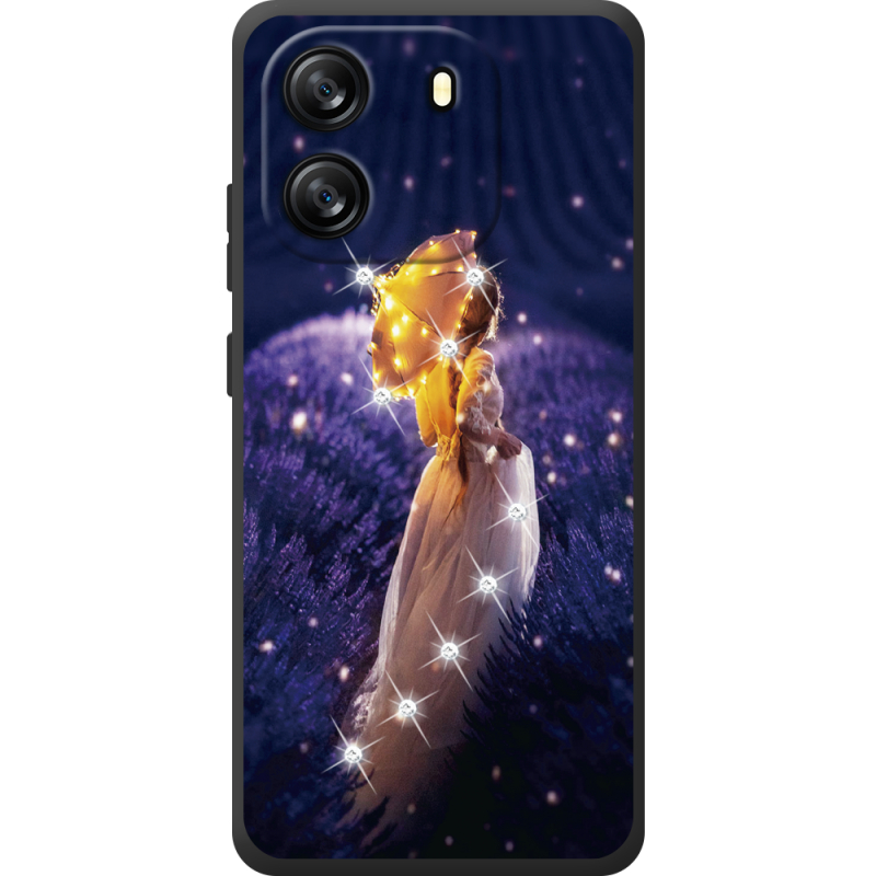 Чохол зі стразами Blackview Oscal Flat 1C Girl with Umbrella