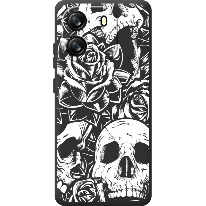 Чорний чохол BoxFace Blackview Oscal Flat 1C Skull and Roses