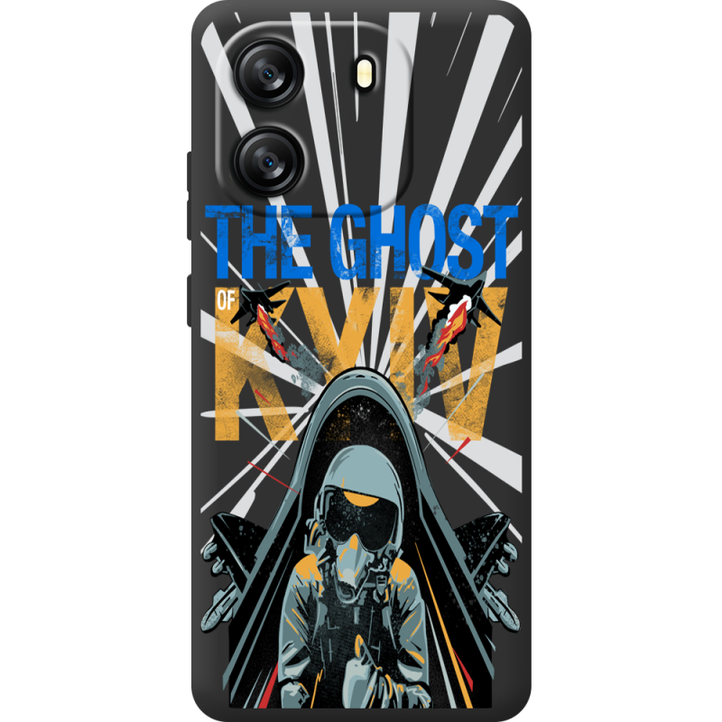 Чорний чохол BoxFace Blackview Oscal Flat 1C Привид Києва в дії