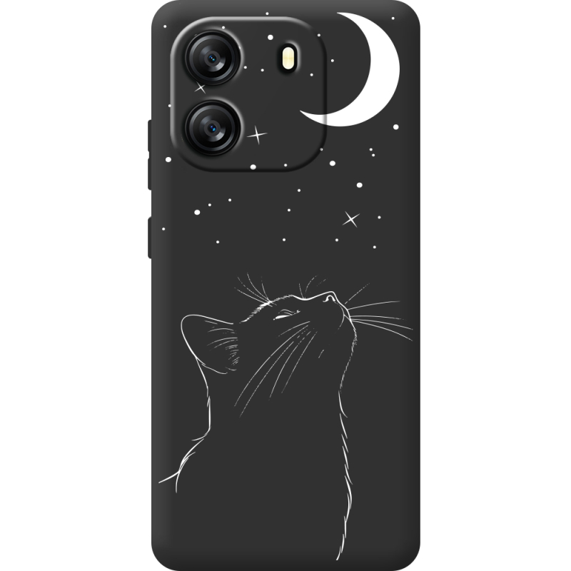 Чорний чохол BoxFace Blackview Oscal Flat 1C Місячний кіт