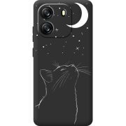 Чорний чохол BoxFace Blackview Wave 6C Місячний кіт