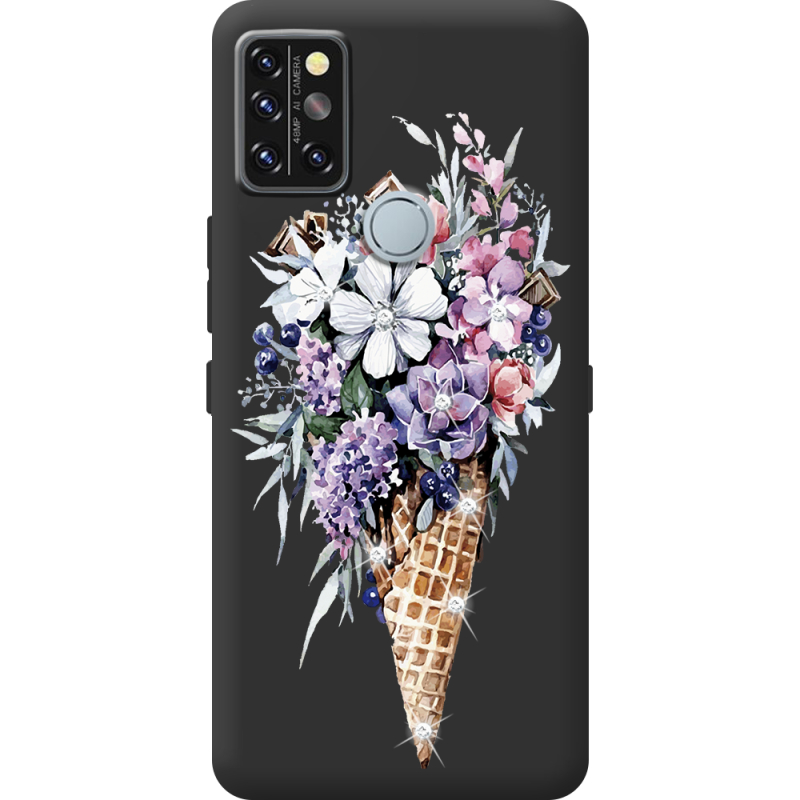 Чехол со стразами Umidigi A9 Pro Ice Cream Flowers