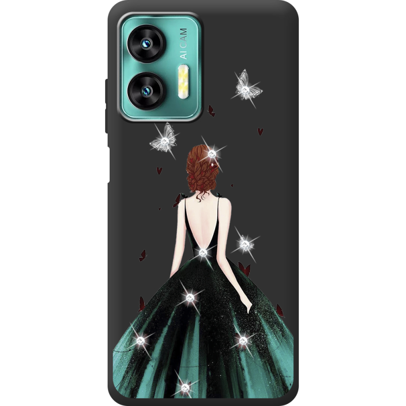 Чехол со стразами Oukitel C35 Girl in the green dress
