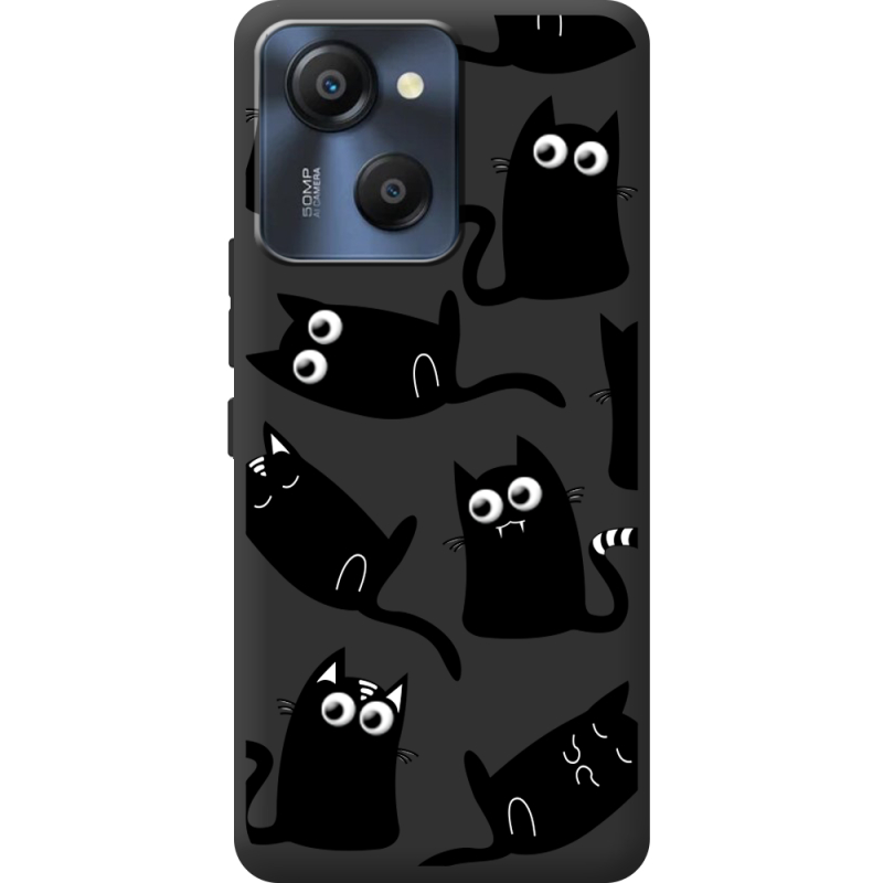 Прозорий чохол BoxFace Blackview Oscal Modern 8 с 3D-глазками Black Kitty