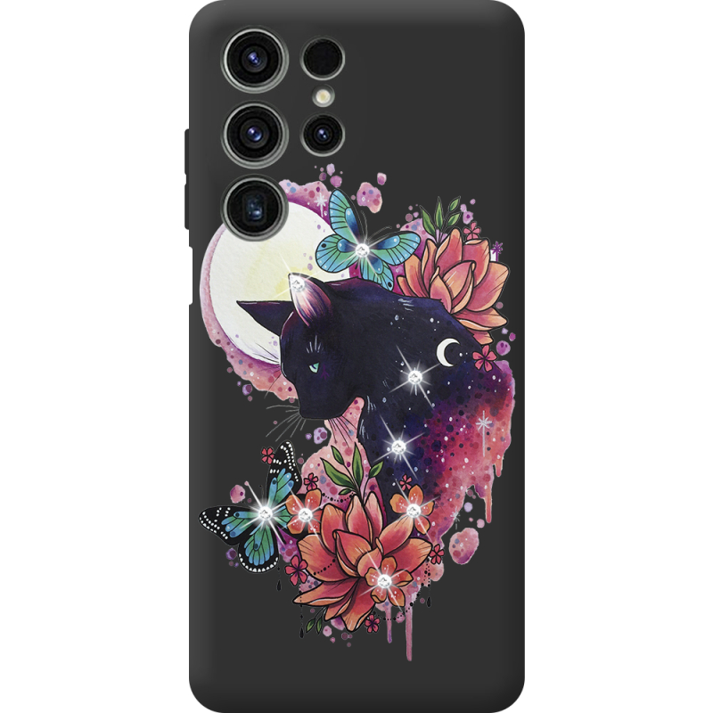 Чохол зі стразами Oukitel C1 Cat in Flowers
