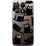 Прозорий чохол BoxFace Xiaomi 15T с 3D-глазками Black Kitty