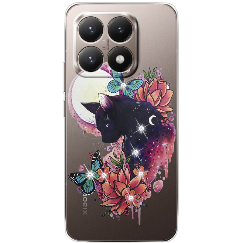 Чохол зі стразами Xiaomi 15T Cat in Flowers
