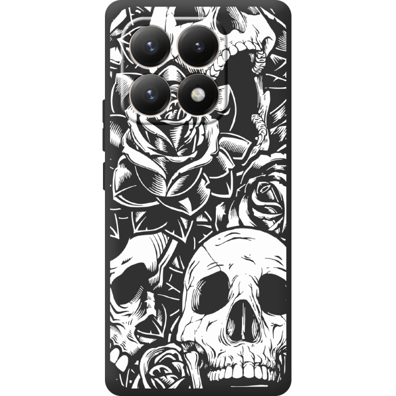 Чорний чохол BoxFace Xiaomi 15T Skull and Roses
