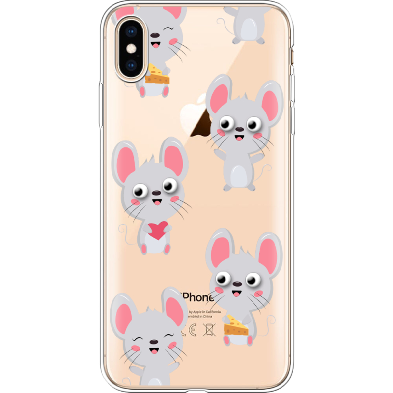 Прозрачный чехол Uprint Apple iPhone XS Max с 3D-глазками Mouse