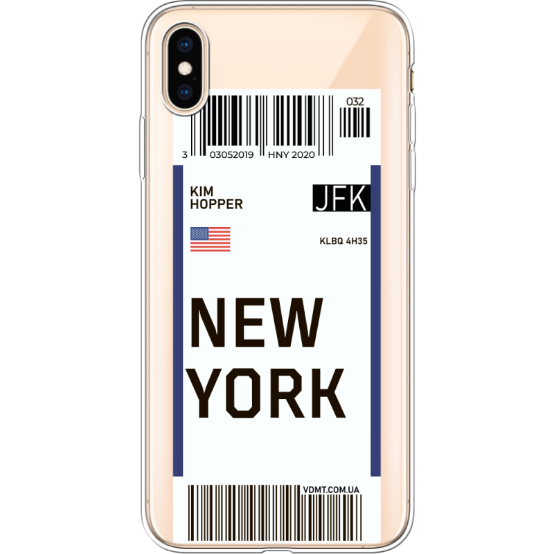 Прозрачный чехол Uprint Apple iPhone XS Max Ticket New York