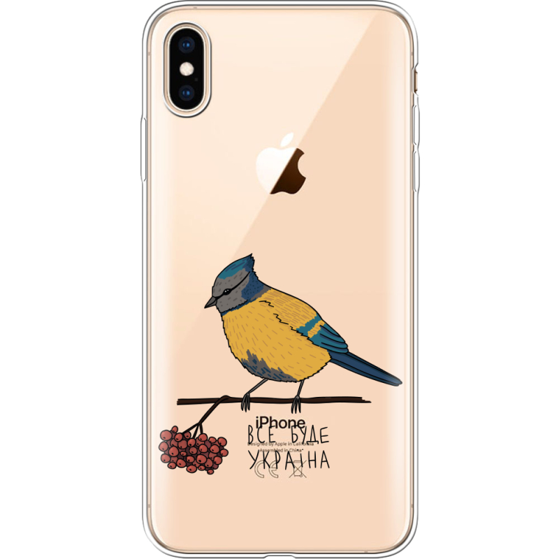 Прозрачный чехол Uprint Apple iPhone XS Max Синиця і калина