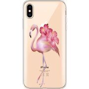 Прозрачный чехол Uprint Apple iPhone XS Max Floral Flamingo