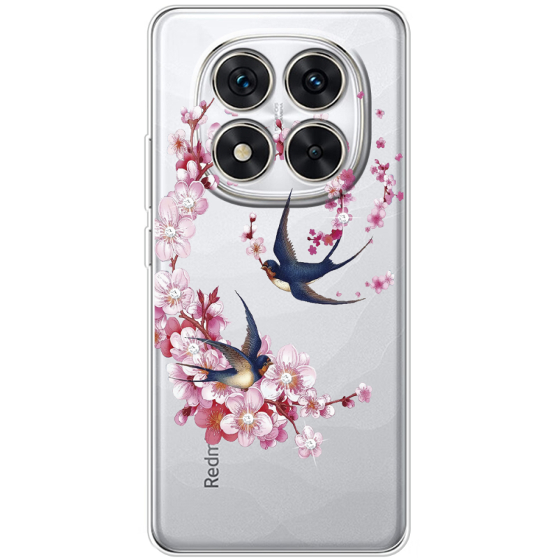 Чохол зі стразами Xiaomi Redmi Note 15 Pro Plus Swallows and Bloom