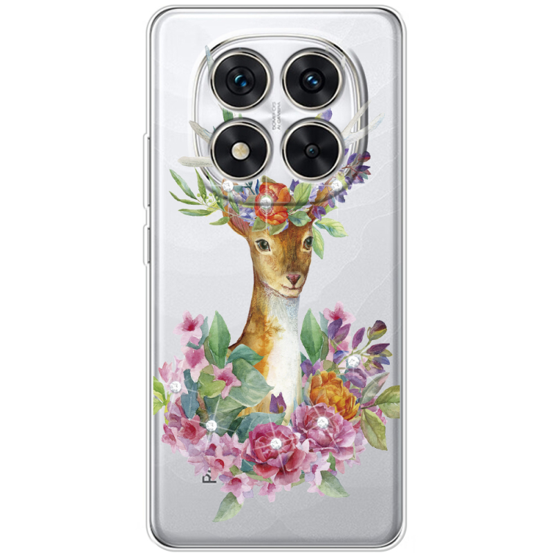 Чохол зі стразами Xiaomi Redmi Note 15 Pro Plus Deer with flowers