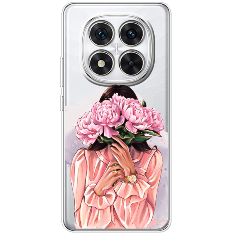 Прозорий чохол BoxFace Xiaomi Redmi Note 15 Pro 5G Девушка с Пионами