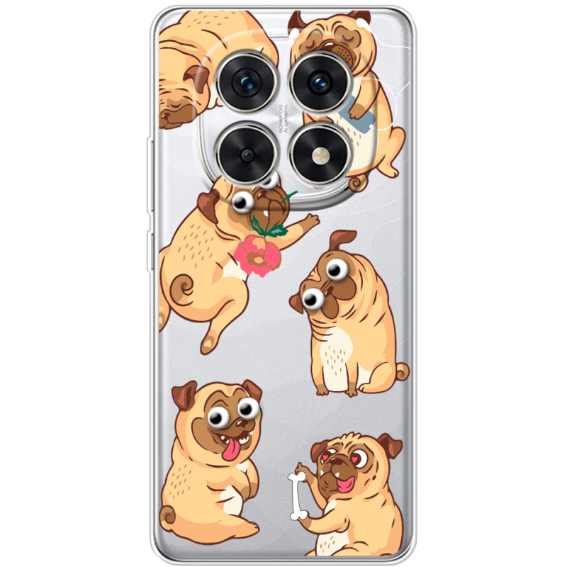 Прозорий чохол BoxFace Xiaomi Redmi Note 15 5G с 3D-глазками Pug