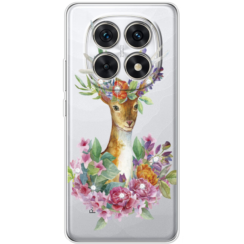 Чохол зі стразами Xiaomi Redmi Note 15 5G Deer with flowers
