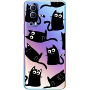 Прозрачный чехол BoxFace Vivo Y72 5G с 3D-глазками Black Kitty