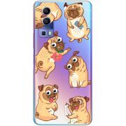 Прозрачный чехол BoxFace Vivo Y72 5G с 3D-глазками Pug