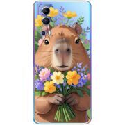 Прозрачный чехол BoxFace Vivo Y72 5G Капибара з квітами