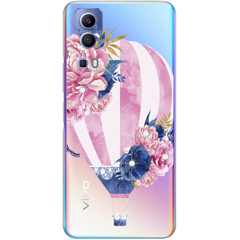 Чехол со стразами Vivo Y72 5G Pink Air Baloon