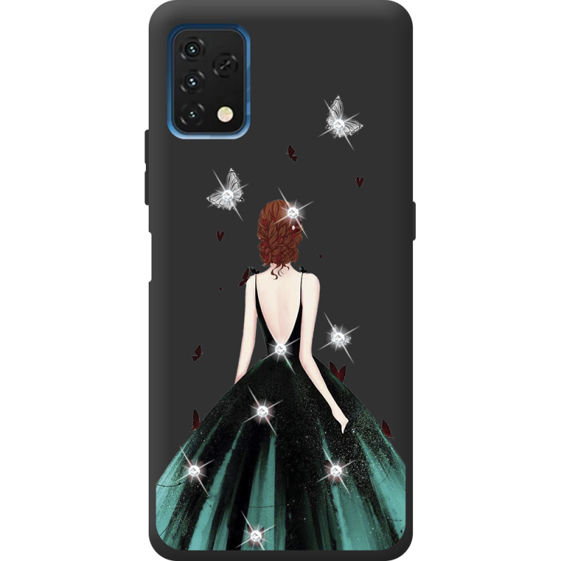 Чехол со стразами Umidigi A11S Girl in the green dress